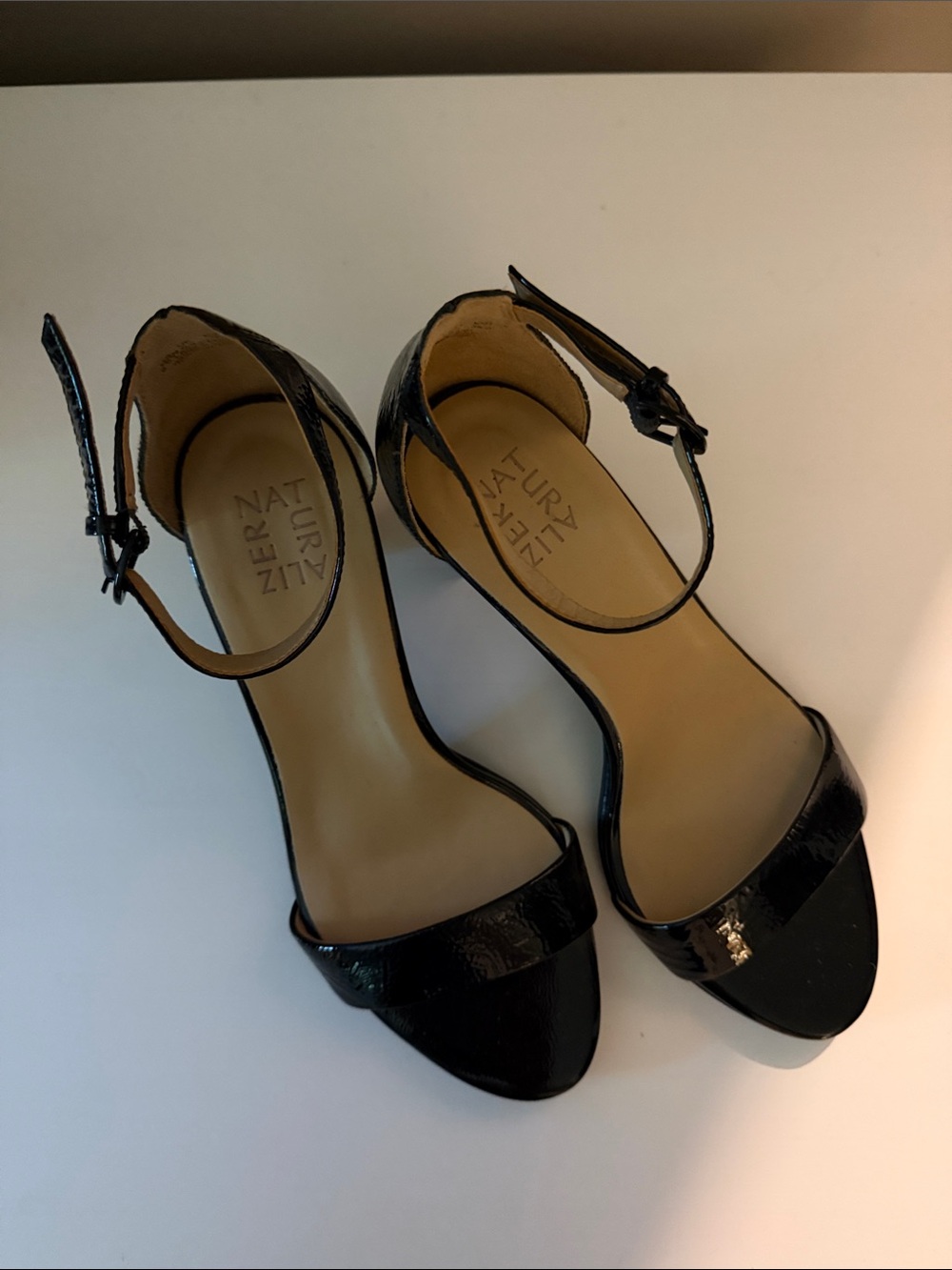 Naturalizer Black Patent Ankle-Strap Heels